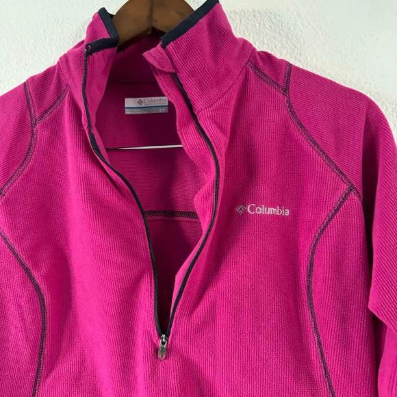 Columbia Pink Waffle Knit Fleece Gorpcore Small Outdoorsy Sporty Athleisure - Picture 2 of 10